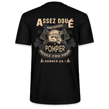 pompier cadeau humour sapeurs pompiers - T-shirt bio CRAFTER Stanley Stella Unisexe - noir - Dos - Michal (187cm)
