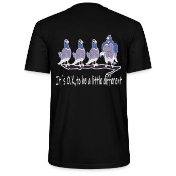 Pigeons, Be Different, Gym, Body Building, Workout FUN - T-shirt bio CRAFTER Stanley Stella Unisexe - noir - Dos - Michal (187cm)