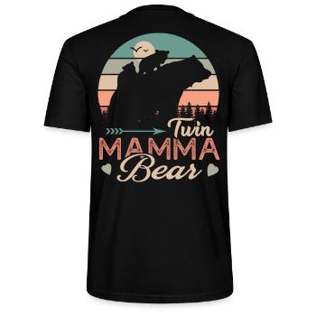 twin mamma bear gift tshirt mom twins - Stanley/Stella CRAFTER Unisex Organic T-Shirt - black - Back - Michal (187cm)