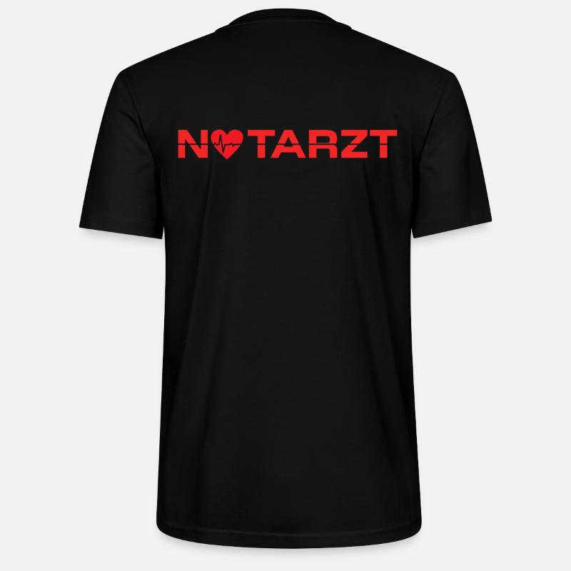 Notarzt mit Herz Sinusrhythmus Rettungsdienst - Stanley/Stella Unisex Bio-T-Shirt CRAFTER - Schwarz