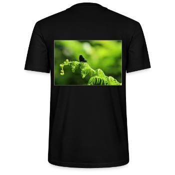 Male Calopteryx on Eagle Fern - Stanley/Stella CRAFTER Unisex Organic T-Shirt - black - Back - Michal (187cm)
