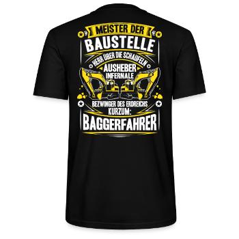Baggerfahrer Baggerführer Baugeräteführer Bagger - Stanley/Stella Unisex Bio-T-Shirt CRAFTER - Schwarz - Hinten - Michal (187cm)