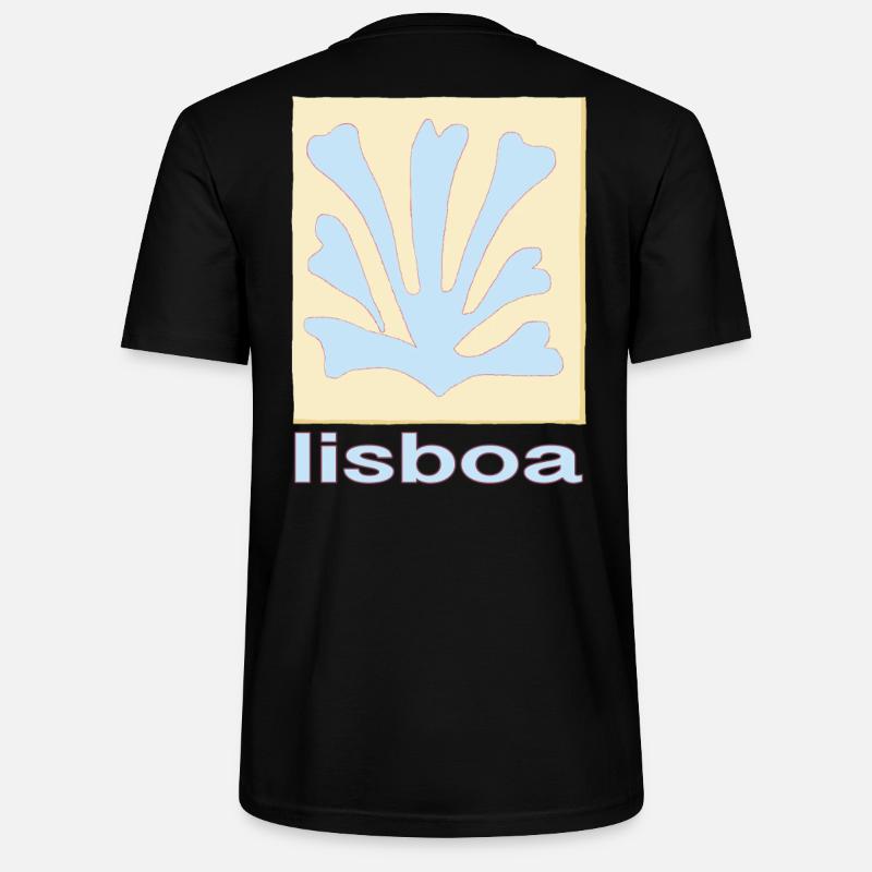 Lisboa Palmenblatt Blau Retro - Stanley/Stella Unisex Bio-T-Shirt CRAFTER - Schwarz