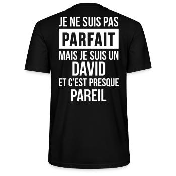 Nom de Famille - DAVID - T-shirt bio CRAFTER Stanley Stella Unisexe - noir - Dos - Michal (187cm)
