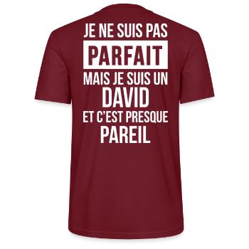 Nom de Famille - DAVID - T-shirt bio CRAFTER Stanley Stella Unisexe - bordeaux - Dos - Michal (187cm)