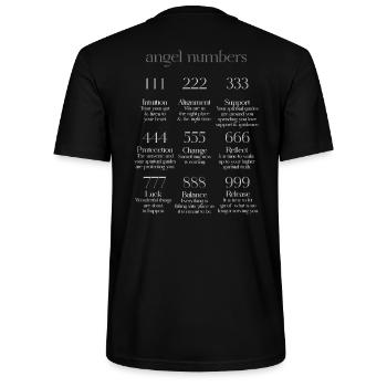 Angel Numbers backprint Tshirt-Design - Stanley/Stella Unisex Bio-T-Shirt CRAFTER - Schwarz - Hinten - Michal (187cm)