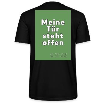 Meine Tür steht offen - Stanley/Stella Unisex Bio-T-Shirt CRAFTER - Schwarz - Hinten - Michal (187cm)