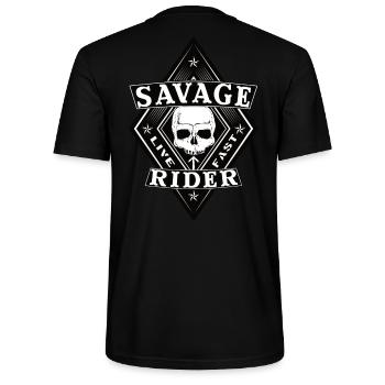 Savage Rider - Stanley/Stella Unisex Bio-T-Shirt CRAFTER - Schwarz - Hinten - Michal (187cm)