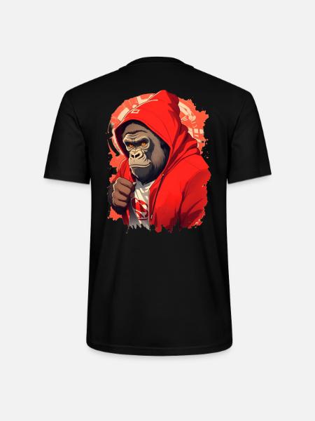 Gorille à capuche rouge - T-shirt bio CRAFTER Stanley Stella Unisexe - noir