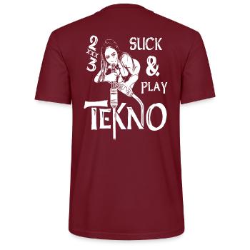 Suck and play tekno 23 - Stanley/Stella Unisex Bio-T-Shirt CRAFTER - Burgunderrot - Hinten - Michal (187cm)