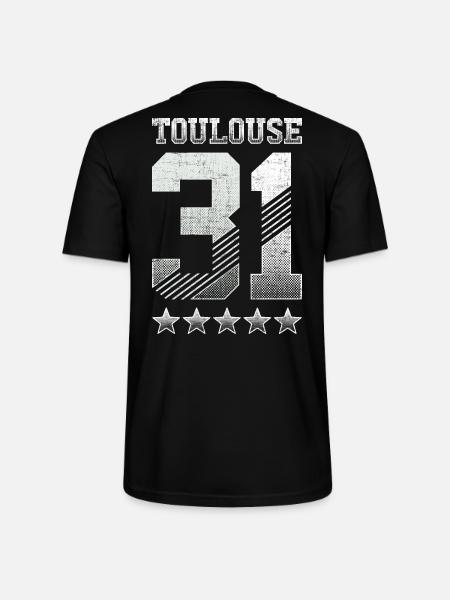 Toulouse 31, 5 étoiles, "Halftones" - T-shirt bio CRAFTER Stanley Stella Unisexe - noir