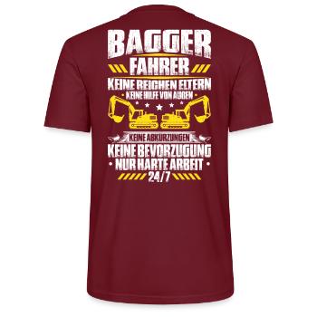 Baggerfahrer Baggerführer Baugeräteführer Bagger - Stanley/Stella Unisex Bio-T-Shirt CRAFTER - Burgunderrot - Hinten - Michal (187cm)