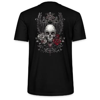 Crâne Ailé Gothique - T-shirt bio CRAFTER Stanley Stella Unisexe - noir - Dos - Michal (187cm)