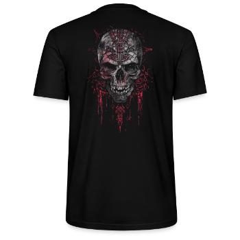 Crâne Viking Tribal Runique - T-shirt bio CRAFTER Stanley Stella Unisexe - noir - Dos - Michal (187cm)