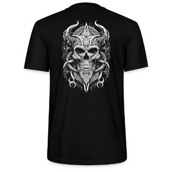 Crâne Viking Tribal Runique - T-shirt bio CRAFTER Stanley Stella Unisexe - noir - Dos - Michal (187cm)