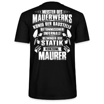 Maurer/Bauarbeiter/Rohbau/Bauberuf/Geschenk - Stanley/Stella Unisex Bio-T-Shirt CRAFTER - Schwarz - Hinten - Michal (187cm)