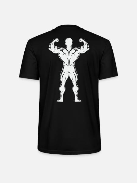 Rückenprint: Bodybuilder-Trainings, - Stanley/Stella Unisex Bio-T-Shirt CRAFTER - Schwarz