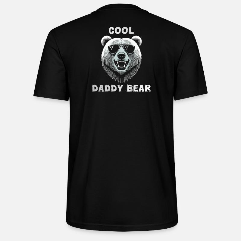 Cool daddy bear head with sunglasses - Stanley/Stella CRAFTER Unisex Organic T-Shirt - black