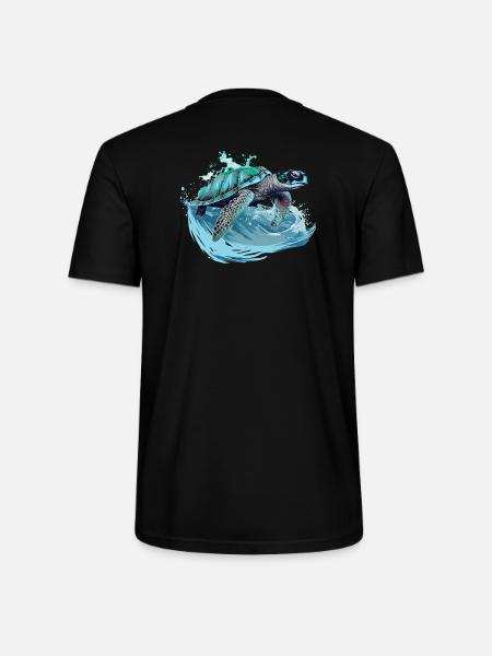 Neon Sea Turtle Wave Dance - Stanley/Stella CRAFTER Unisex Organic T-Shirt - black