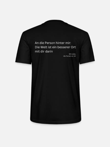 Inspirierender Rückendruck: Die Welt ist besser mi - Stanley/Stella Unisex Bio-T-Shirt CRAFTER - Schwarz