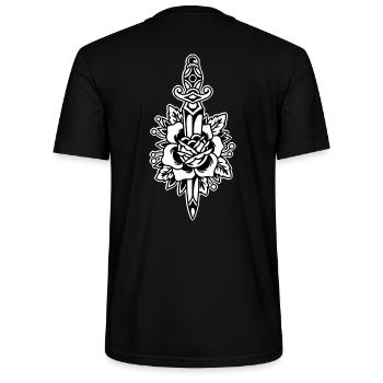 Couteau de conception de tatouage old school avec rose - T-shirt bio CRAFTER Stanley Stella Unisexe - noir - Dos - Michal (187cm)