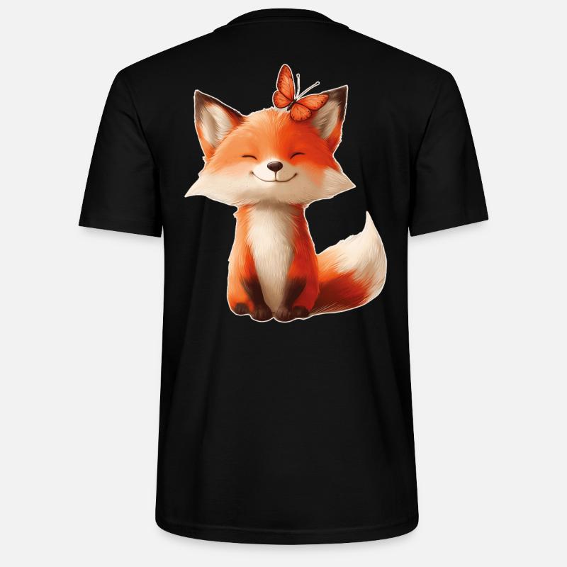 Renard avec papillon - T-shirt bio CRAFTER Stanley Stella Unisexe - noir