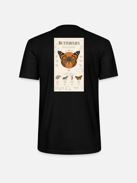Butterfly Art Poster Nature Cycle - Stanley/Stella CRAFTER Unisex Organic T-Shirt - black