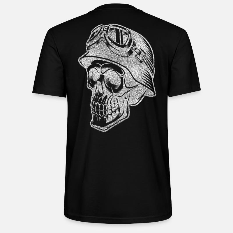 Biker skull t-shirt Bikerschädel - T-shirt bio CRAFTER Stanley Stella Unisexe - noir