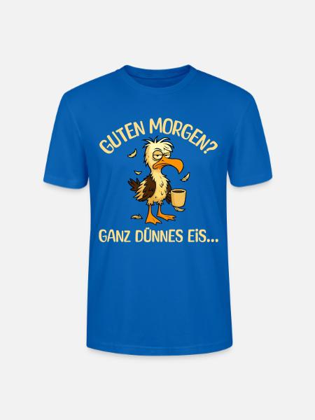 Morgenmuffel Möwe mit Kaffee - Stanley/Stella Unisex Bio-T-Shirt CRAFTER - Pfauenblau