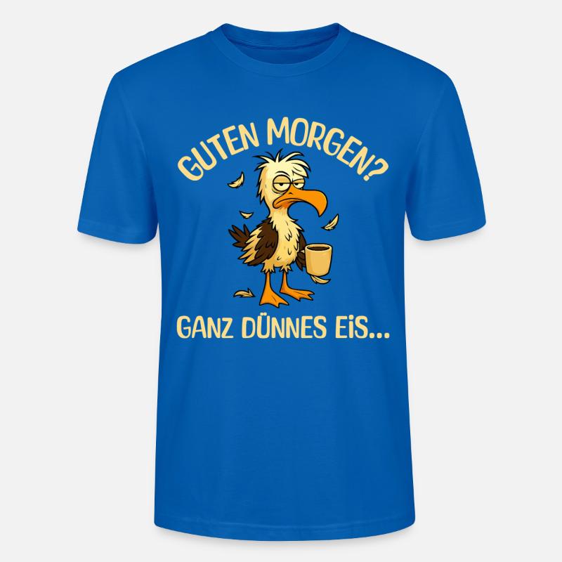 Morgenmuffel Möwe mit Kaffee - Stanley/Stella Unisex Bio-T-Shirt CRAFTER - Pfauenblau