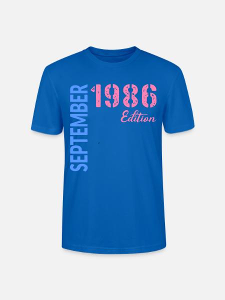Anniversaire de septembre 1986 - T-shirt bio CRAFTER Stanley Stella Unisexe - bleu paon