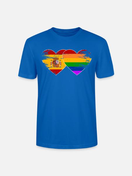 Spanien Regenbogen Flagge Herz used - Stanley/Stella Unisex Bio-T-Shirt CRAFTER - Pfauenblau