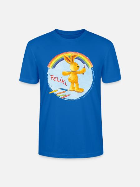 Felix der Hase malt Regenbogen - Stanley/Stella Unisex Bio-T-Shirt CRAFTER - Pfauenblau
