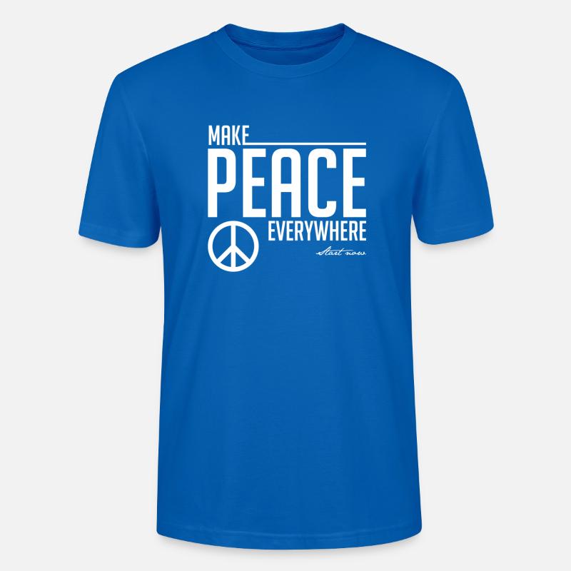 Peace everywhere white - Stanley/Stella Unisex Bio-T-Shirt CRAFTER - Pfauenblau