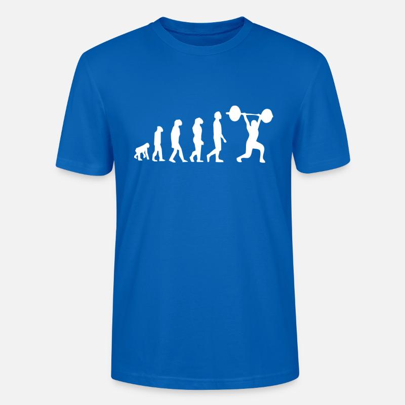Evolution des Gewichthebens - Stanley/Stella Unisex Bio-T-Shirt CRAFTER - Pfauenblau