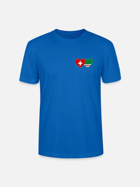 Schweiz Tschetschenien Flagge Herz - Stanley/Stella Unisex Bio-T-Shirt CRAFTER - Pfauenblau