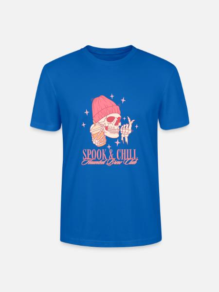 Spook & Chill – Rosa Skelett mit Kaffee - Stanley/Stella Unisex Bio-T-Shirt CRAFTER - Pfauenblau