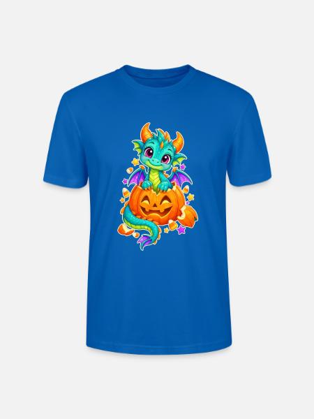 Kleiner Drachengeist im Kürbis - Stanley/Stella Unisex Bio-T-Shirt CRAFTER - Pfauenblau