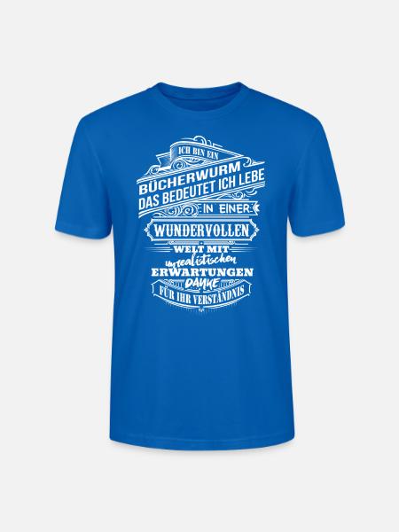 Ich bin ein Bücherwurm - Stanley/Stella Unisex Bio-T-Shirt CRAFTER - Pfauenblau