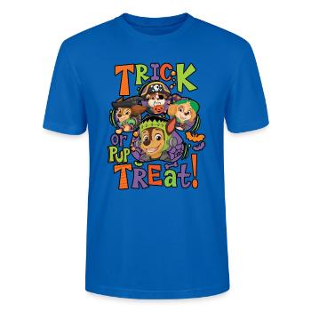 Paw Patrol Trick or Pup-Treat! Halloween Design - Stanley/Stella Unisex Bio-T-Shirt CRAFTER - Pfauenblau - Vorne - Alina (178cm) & Michal (187cm)