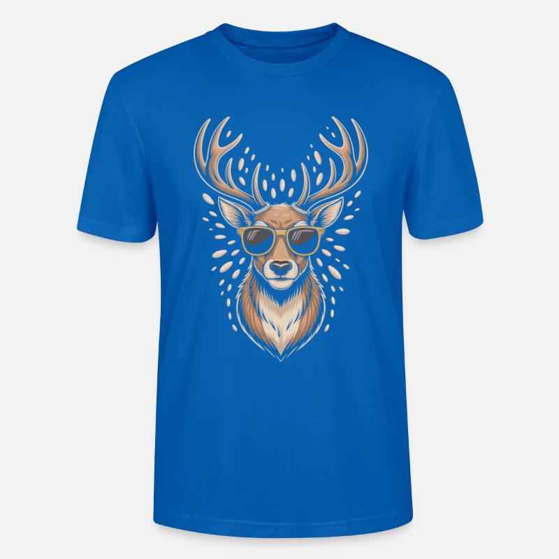 Hirsch mit Geweih und Sonnenbrille - Stanley/Stella Unisex Bio-T-Shirt CRAFTER - Pfauenblau