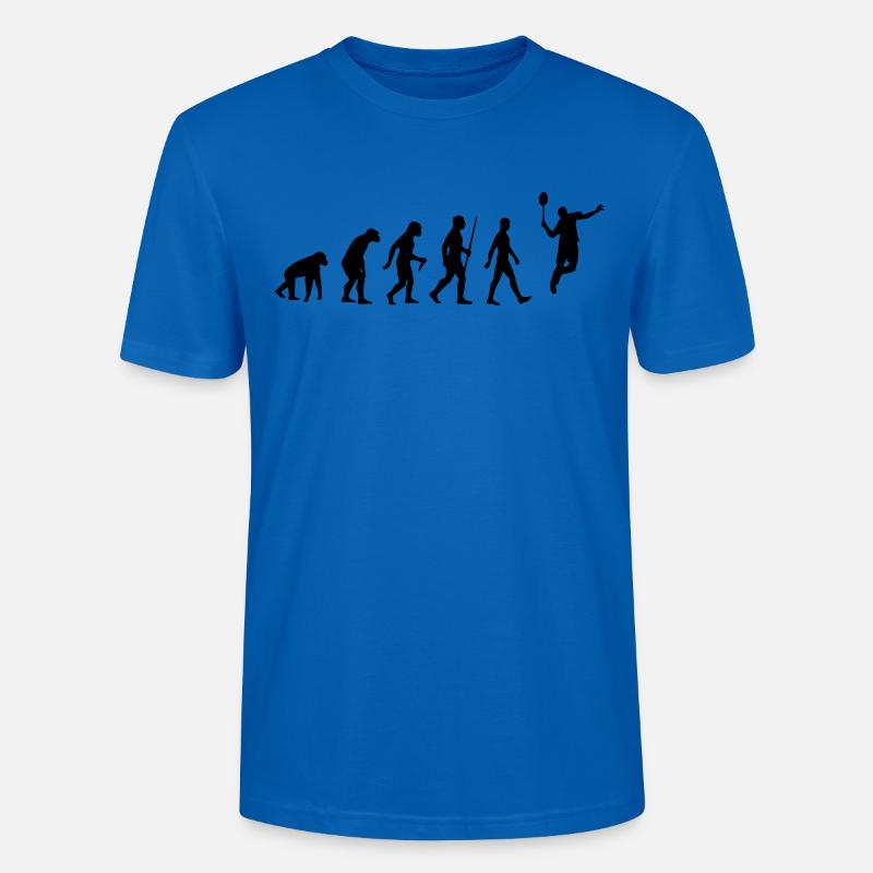 Evolution - badminton, badminton, humain, singe - T-shirt bio CRAFTER Stanley Stella Unisexe - bleu paon