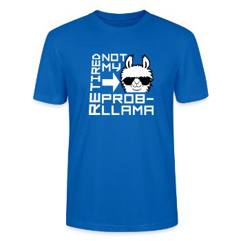 Nicht mein Prob Lama Ruhestand Prob-Llama im Ruhestand - Stanley/Stella Unisex Bio-T-Shirt CRAFTER - Pfauenblau - Vorne - Alina (178cm) & Michal (187cm)