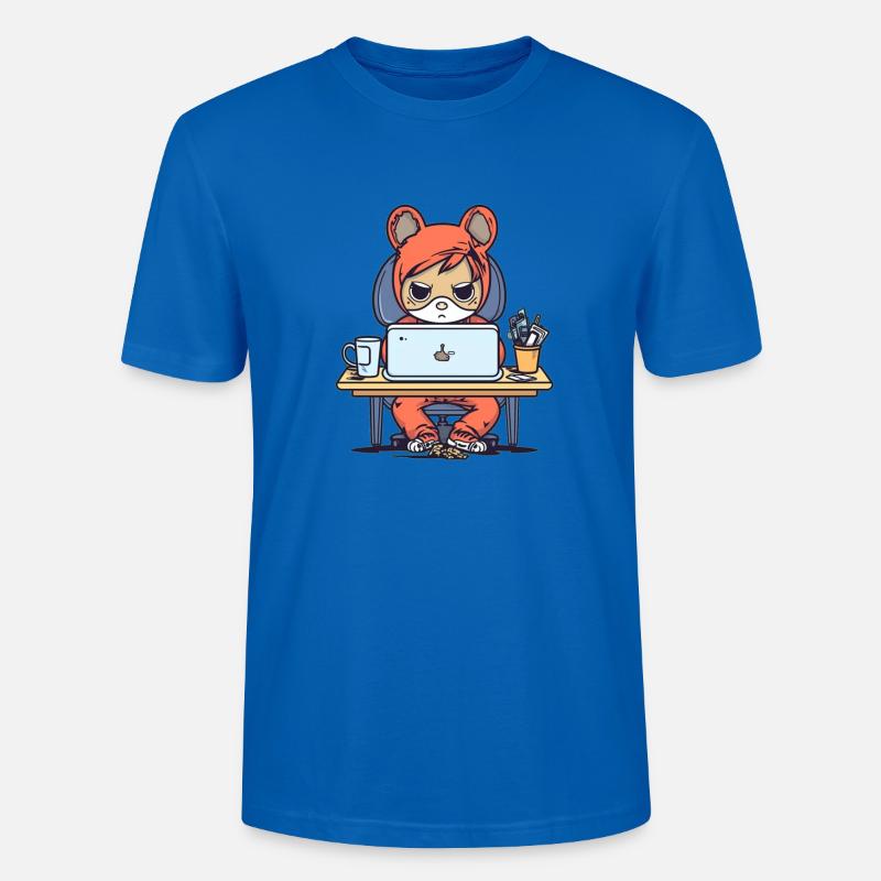 Grumpy Coder in Hoodie - Stanley/Stella CRAFTER Unisex Organic T-Shirt - peacock-blue