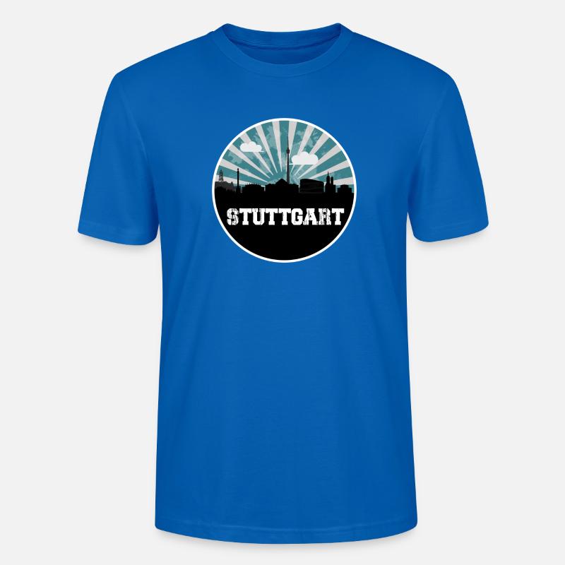 Stuttgart Skyline Blue Hour - Stanley/Stella Unisex Bio-T-Shirt CRAFTER - Pfauenblau