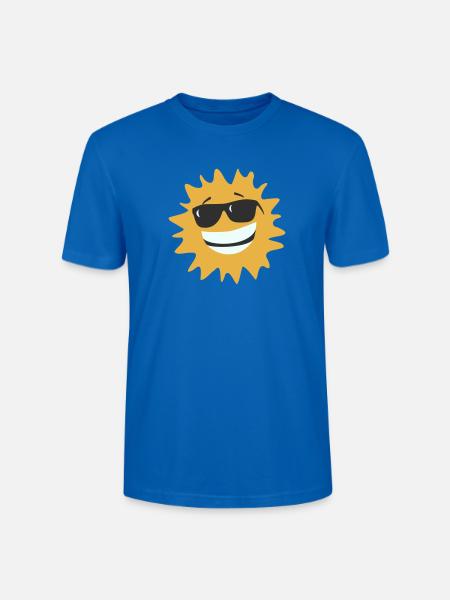 Sunburst Smiling with Sunglasses - Stanley/Stella CRAFTER Unisex Organic T-Shirt - peacock-blue