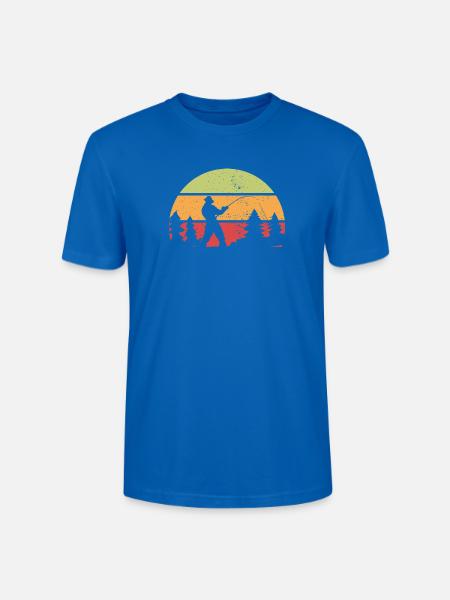Fischer Retro Motiv mit Sonnenuntergang - Stanley/Stella Unisex Bio-T-Shirt CRAFTER - Pfauenblau