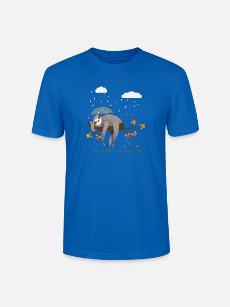 Faultier im Regen - Stanley/Stella Unisex Bio-T-Shirt CRAFTER - Pfauenblau
