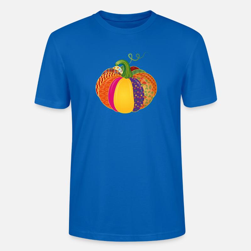 Patchwork Kürbis – Bunt gemusterte Herbstdeko - Stanley/Stella Unisex Bio-T-Shirt CRAFTER - Pfauenblau