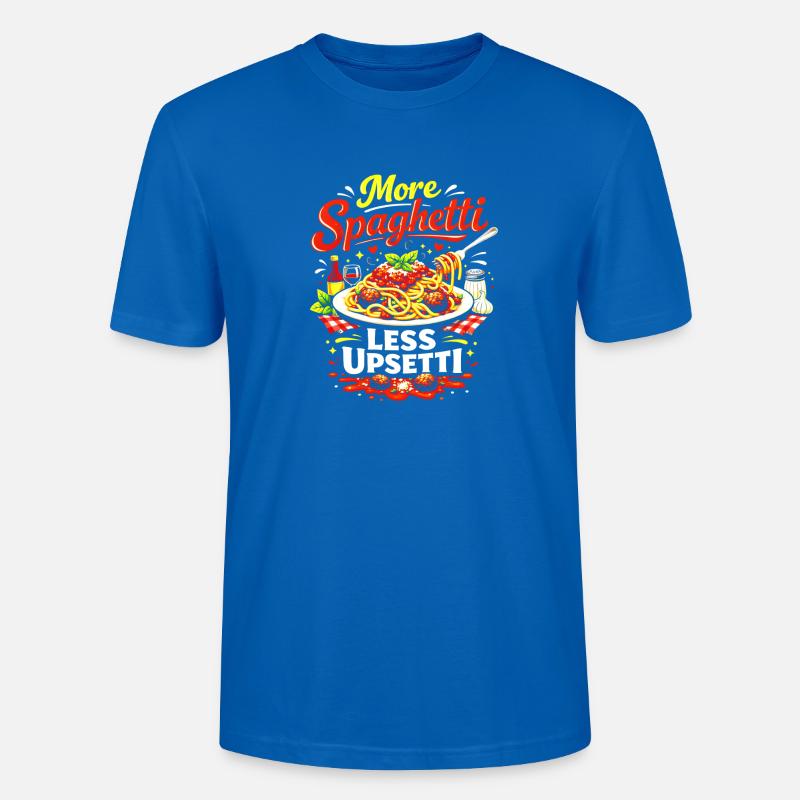 Plus de spaghettis moins d’upsetti - T-shirt bio CRAFTER Stanley Stella Unisexe - bleu paon